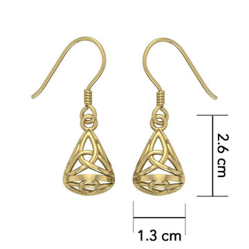 Celtic Knotwork Solid Gold Triquetra Filigree Earrings GTE683 - Jewelry